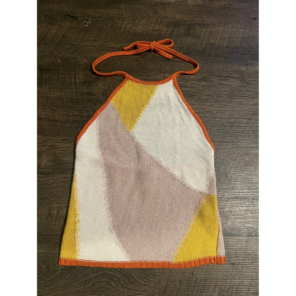 Forever 21 Womens Halter Top Geometric Colorblock Orange Size S